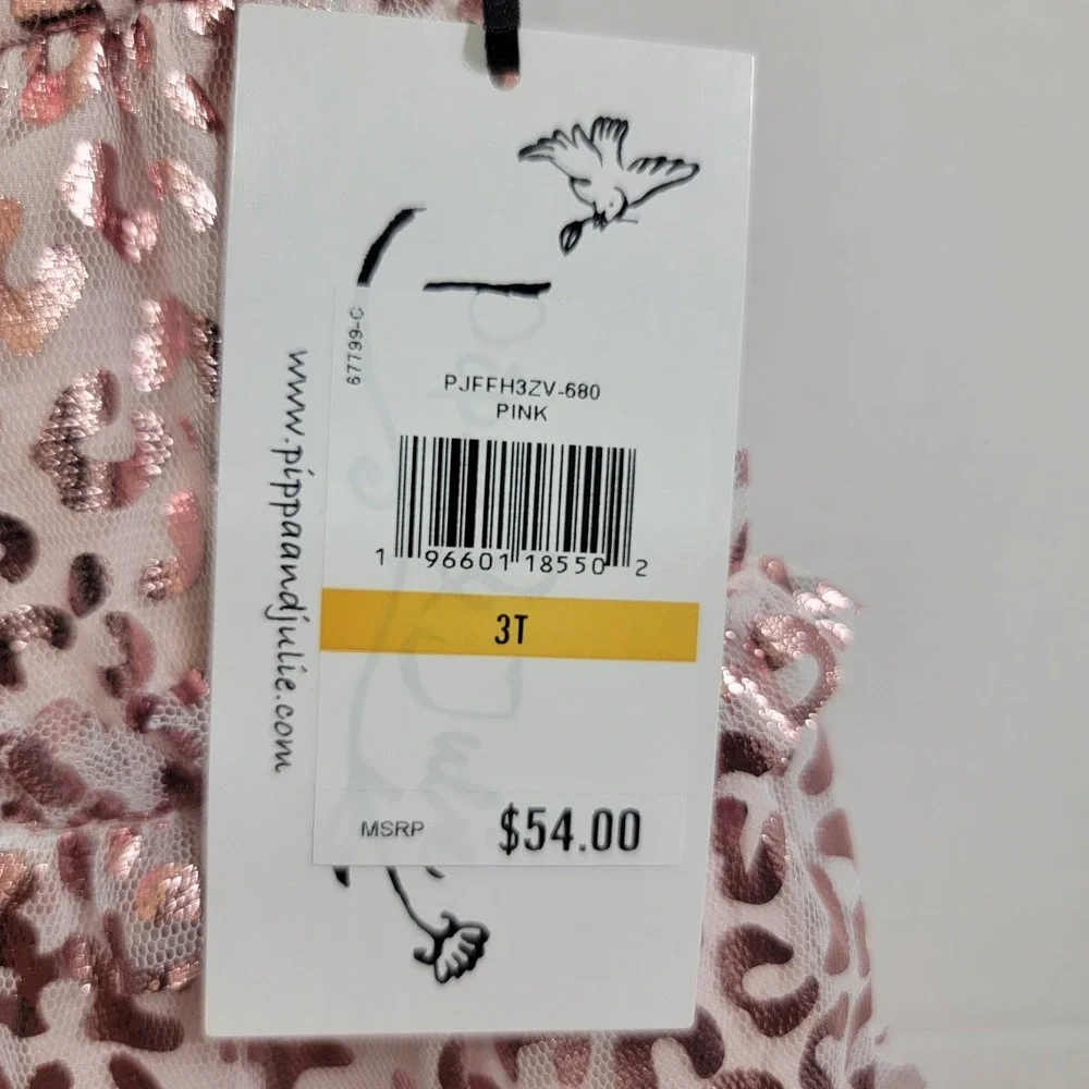Pippa & Julie Girls Metallic Pink Cheetah‎ Animal Print Special Occasion Size 3T